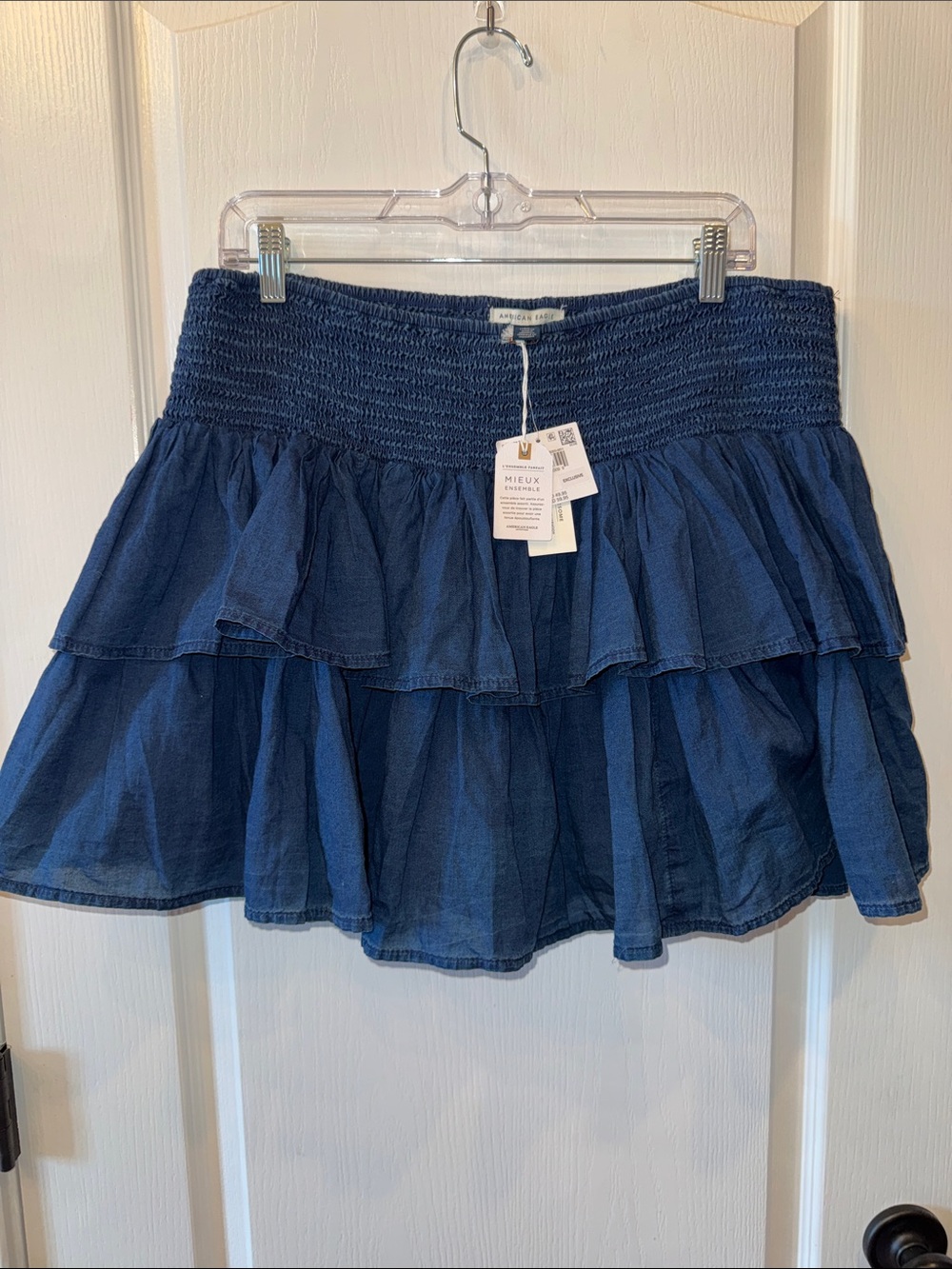 American Eagle Outfitters Navy Blue Tiered Ruffle Mini Skirt